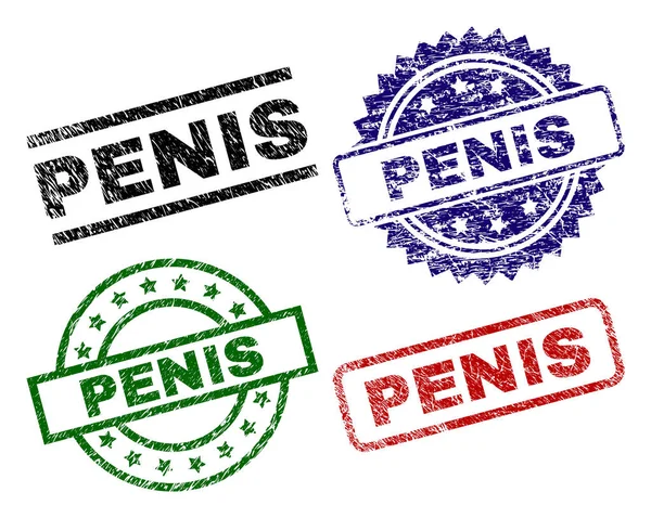 Grunge Textured PENIS Stamp Seals — Stockový vektor