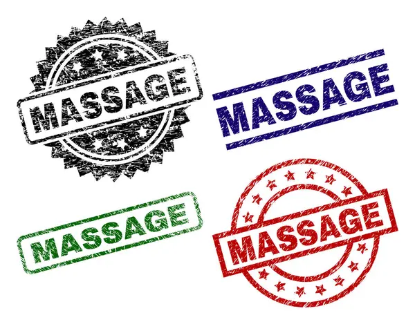 Skadad texturerat Massage Seal frimärken — Stock vektor