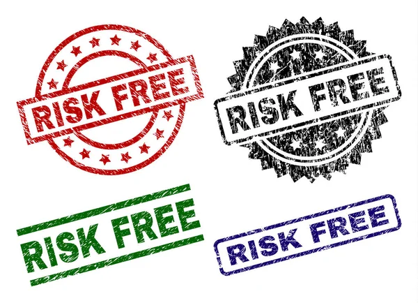 Damaged Textured RISK FREE Seal Stamps — Stock Vector