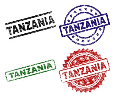 Dokulu Tanzanya mühür pullar çizik