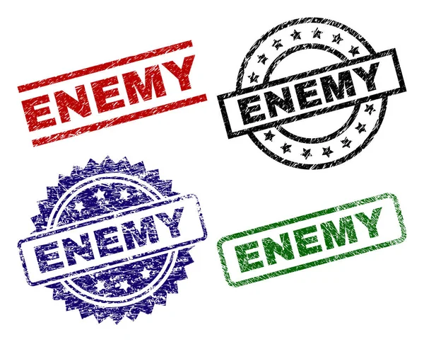 Поврежденные текстурные печати ENEMY — стоковый вектор