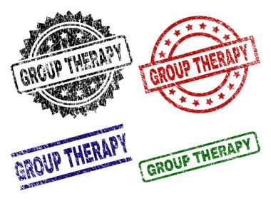 Grup terapisi mühür pullar grunge dokulu