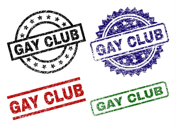 Damaged Textured GAY CLUB Stamp Seals — Stock Vector