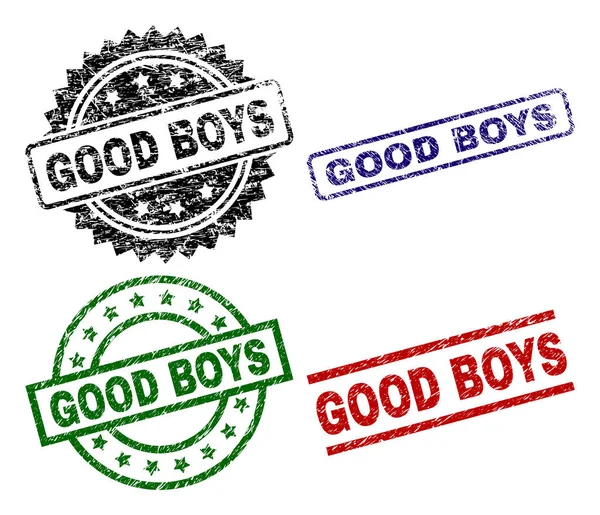 Porysowana teksturowanej chłopców dobre uszczelnienie znaczki — Wektor stockowy