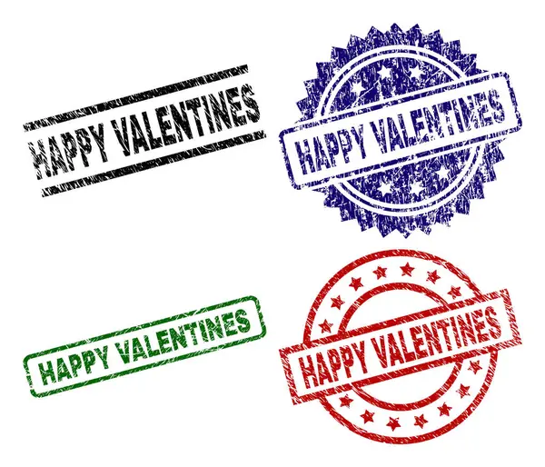 Grunge getextureerde Happy Valentines Seal stempels — Stockvector