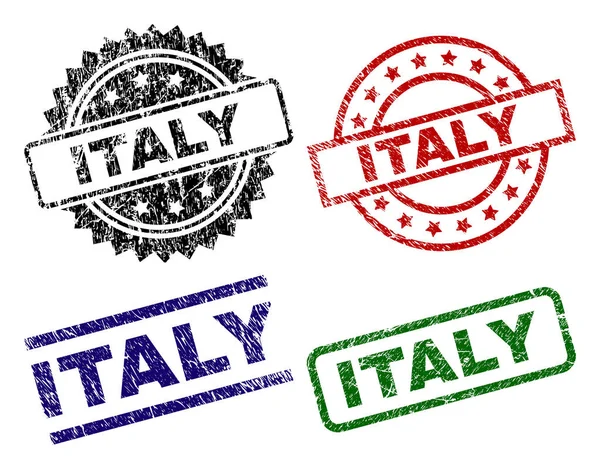 Sellos de sello ITALIA con textura rayada — Vector de stock