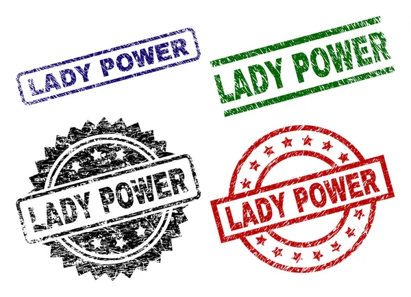 Lady Power Sigillo Stampa Con Superficie Emergenza Stampe Gomma Vettoriale — Vettoriale Stock