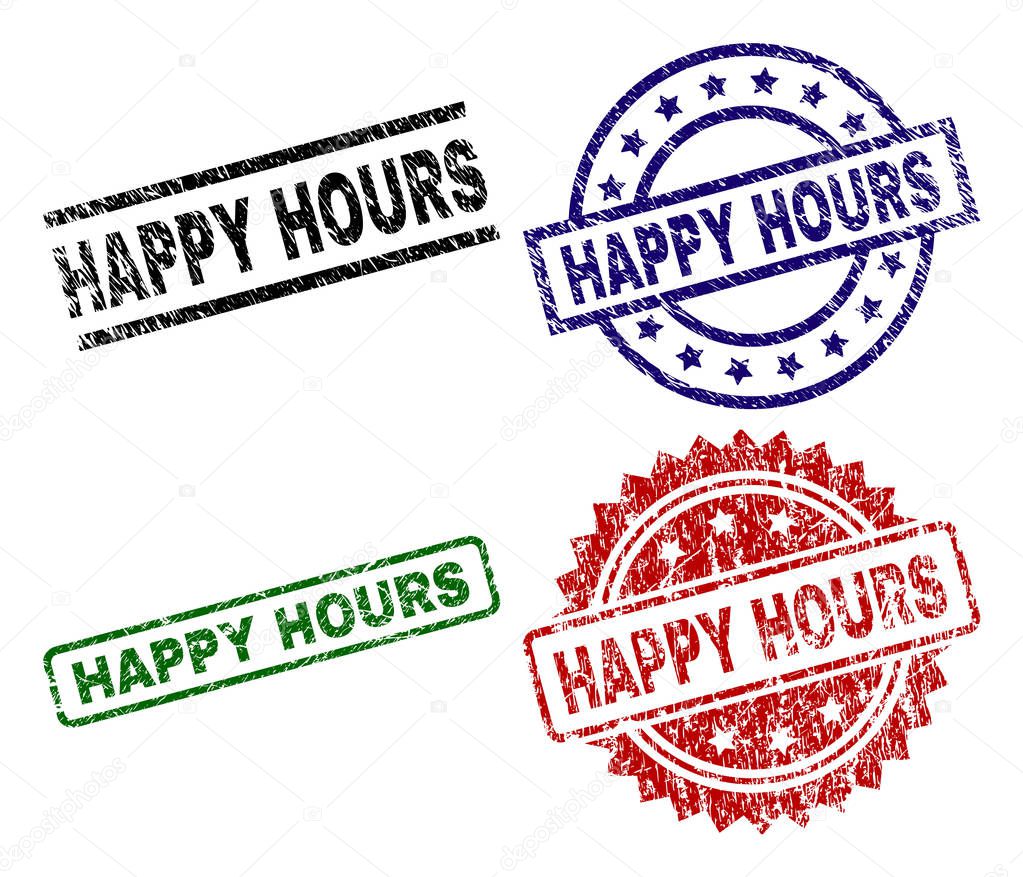 Grunge Textured HAPPY HOURS Seal Stamps