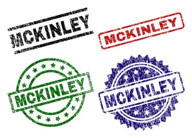 McKinley mühür ile hasarlı yüzey yazdırır. Siyah, yeşil, kırmızı, mavi vektör kauçuk Mckinley başlık tırmalamak yüzey ile yazdırır. Lastik conta ile daire, dikdörtgen, madalyon şekilleri.