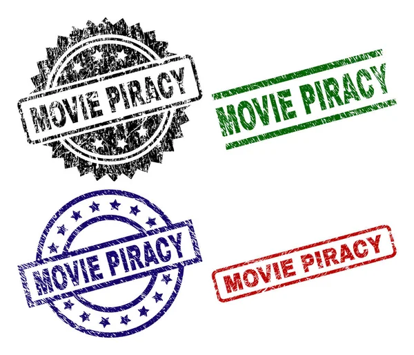 Scellé Movie Piracy Imprimé Avec Style Détresse Impressions Caoutchouc Vectoriel — Image vectorielle