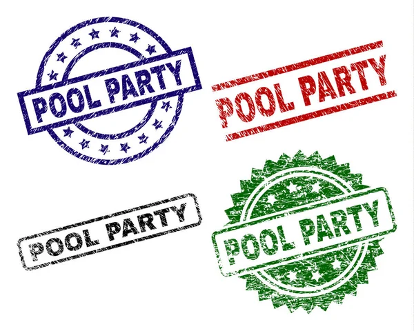 Pool Party Sigillo Impronte Con Superficie Corrosa Stampe Gomma Vettoriale — Vettoriale Stock