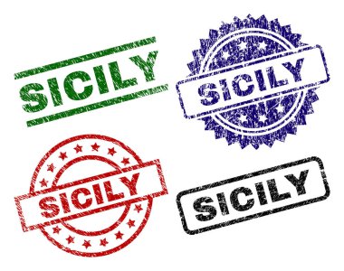 Sicilya mühür ile aşınmış yüzey yazdırır. Siyah, yeşil, kırmızı, mavi vektör kauçuk kirli yüzeyi ile Sicilya metin yazdırır. Lastik conta ile daire, dikdörtgen, rozet şekilleri.