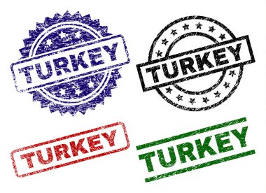 Türkiye'de mühür ile aşınmış doku yazdırır. Siyah, yeşil, kırmızı, mavi vektör kauçuk kirli doku ile Türkiye başlığının yazdırır. Lastik conta ile daire, dikdörtgen, madalya şekilleri.
