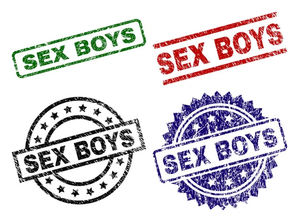 Sex Boys Seal Prints Corroded Texture Black Green Red Blue — Stock Vector