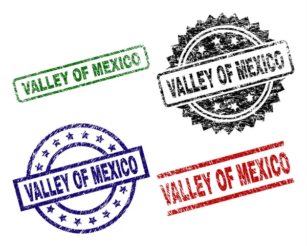 Valle México Sellar Impresiones Con Textura Dañada Impresiones Caucho Vectorial — Vector de stock