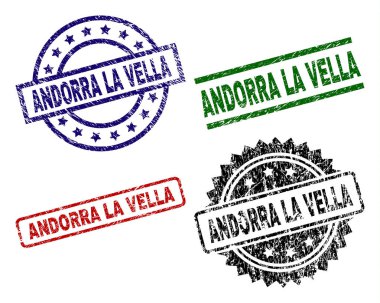 Grunge Andorra La Vella mühür pullar dokulu