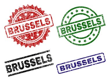 Hasarlı dokulu Brüksel pullar mühür