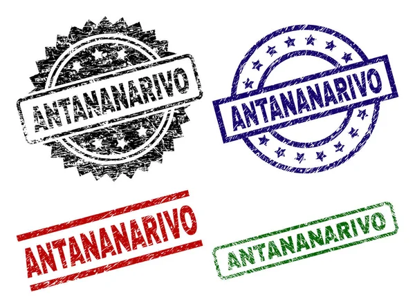 Selos de selos texturizados raspados ANTANARIVO —  Vetores de Stock