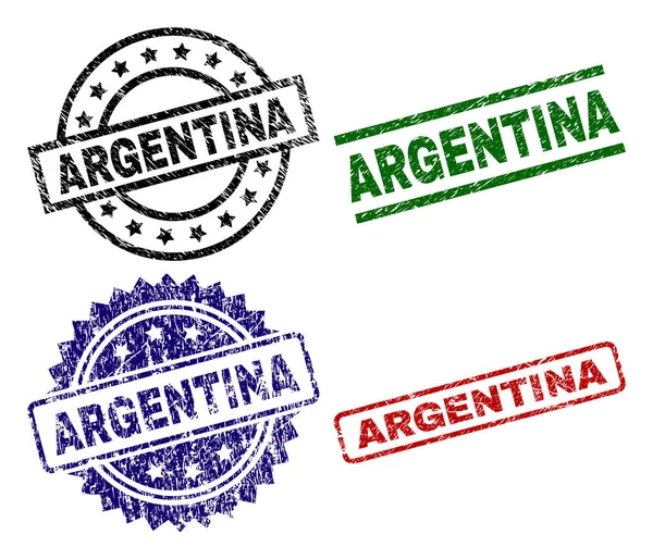 Sellos de sello ARGENTINA texturizados dañados — Vector de stock