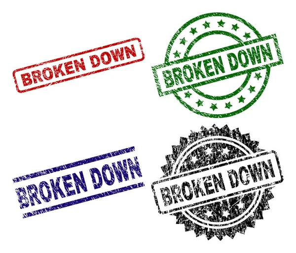 Damaged Textured BROKEN DOWN Stamp Seals — Stock Vector