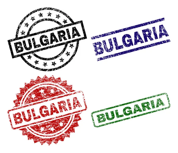 Selos de selos texturizados riscados BULGÁRIA —  Vetores de Stock