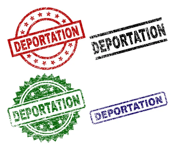 Dañado DEPORTACIÓN Texturizada Sellos — Vector de stock