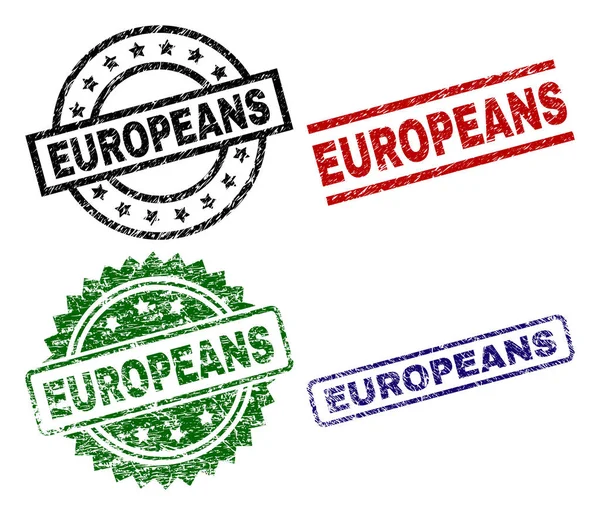 Sellos de sellos EUROPEA con textura rayada — Vector de stock