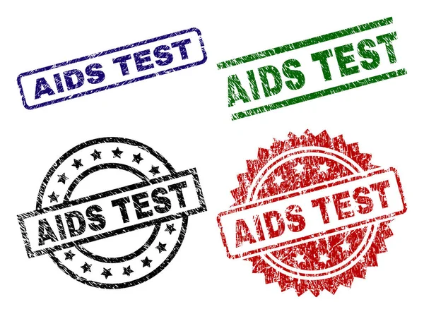 Grunge getextureerde Aids Test zegel stempels — Stockvector