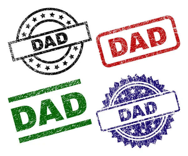 Scratched Textured DAD Seal Stamps — Stock Vector