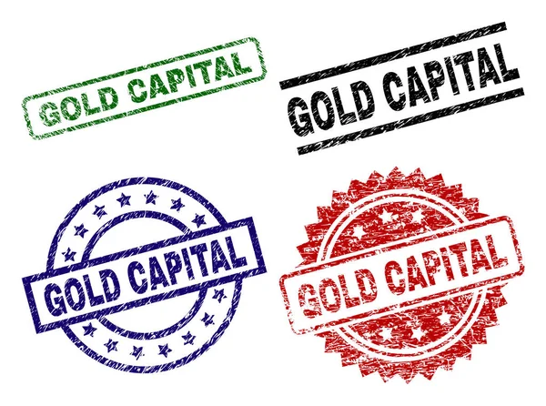 Poškozené tvarovaných zlato kapitálu razítko těsnění — Stockový vektor