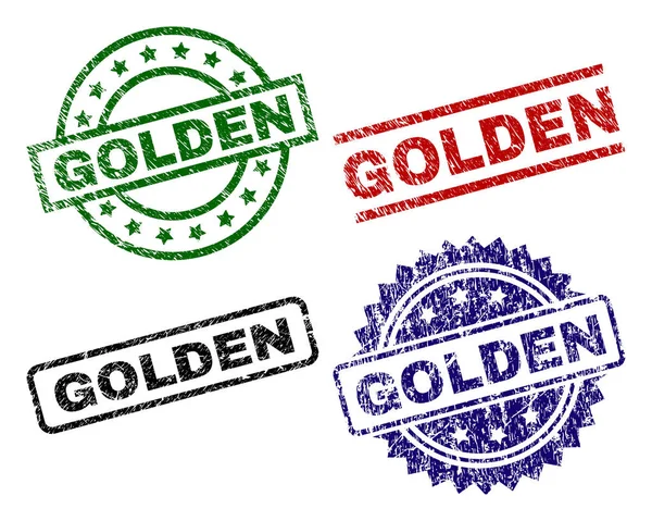 Scratched Textured GOLDEN Seal Stamps — Stock Vector