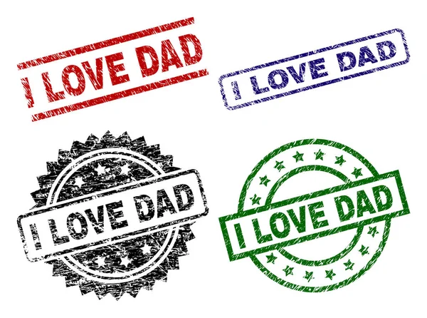 Poškrábaný texturou I Love Dad razítko těsnění — Stockový vektor