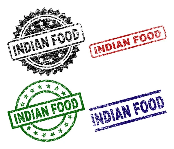 Kerusakan Perangko segel FOOD INDIAN - Stok Vektor