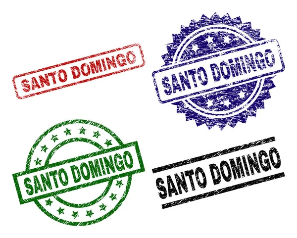Beschadigd getextureerde Santo Domingo Seal stempels — Stockvector