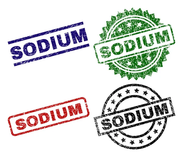 Sceaux de timbre de SODIUM texturés endommagés — Image vectorielle