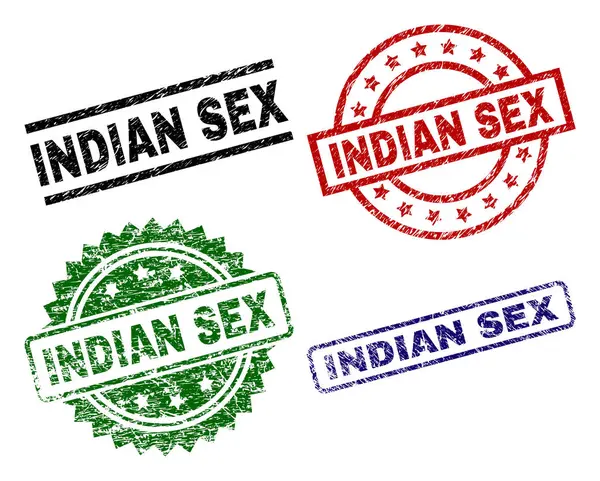 Stempel Segel SEX INDIAN Tergores - Stok Vektor