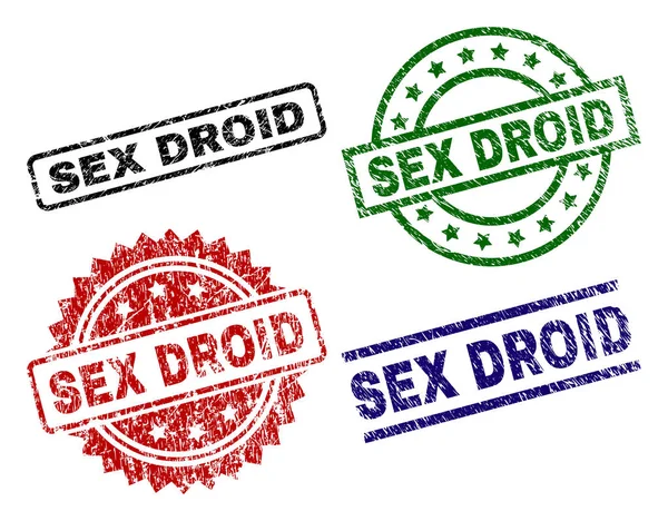 Beschadigd getextureerde Sex Droid Seal stempels — Stockvector