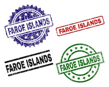 Dokulu Faroe Adaları mühür pullar çizik