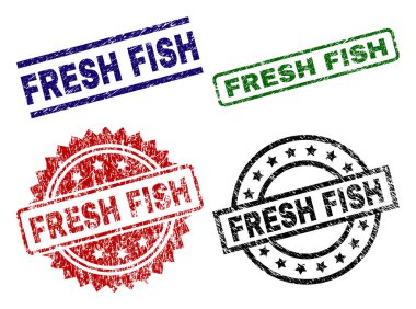 Çizik dokulu taze balık damga mühürler
