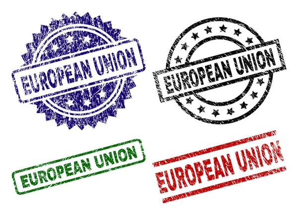Sceaux texturés rayés de l'UNION EUROPÉENNE — Image vectorielle