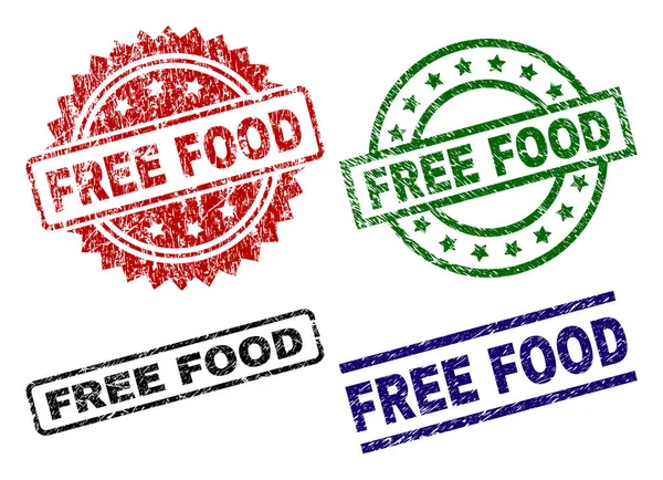 Beschädigte texturierte Siegel für kostenlose Lebensmittelmarken — Stockvektor