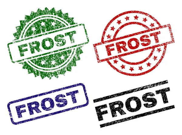 Damaged Textured FROST Stamp Seals — Stock Vector