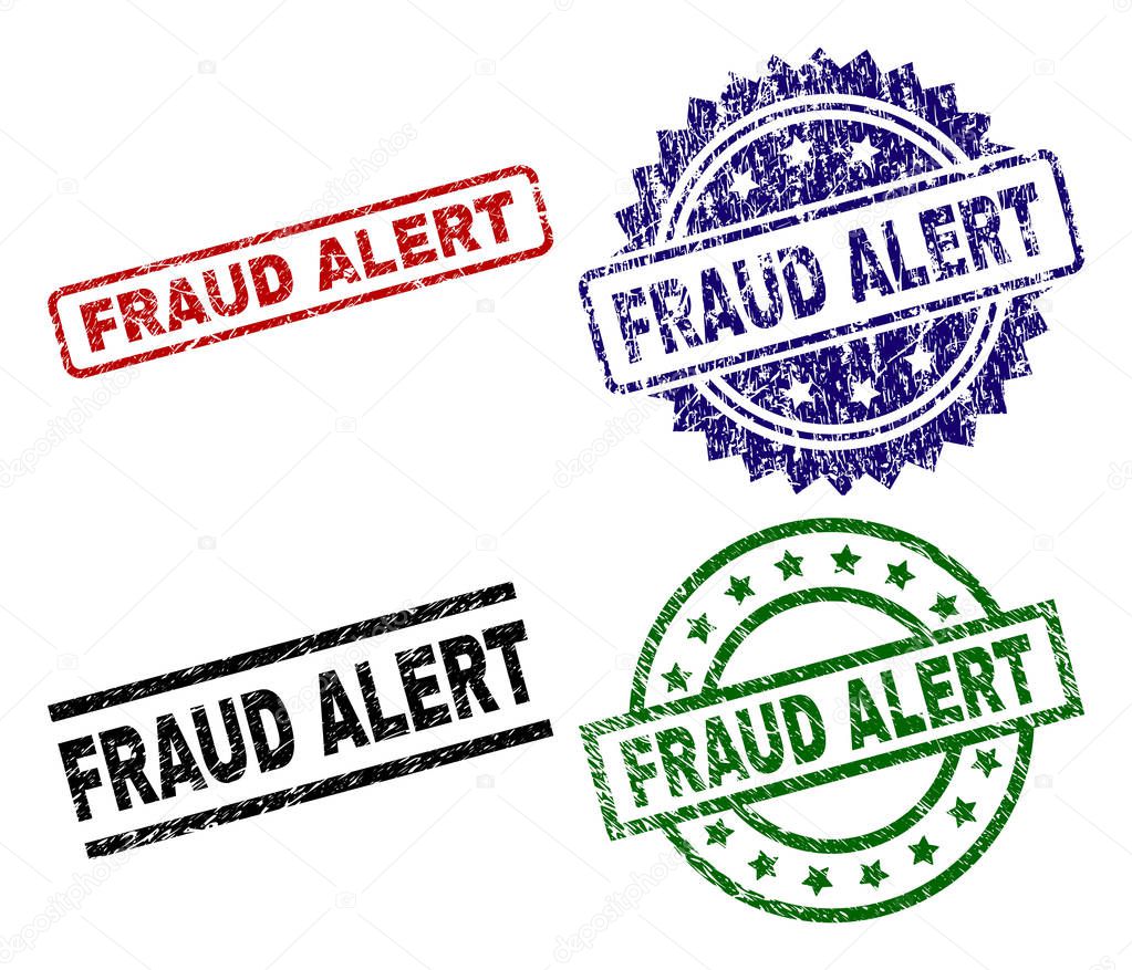 Scratched Textured FRAUD ALERT Seal Stamps