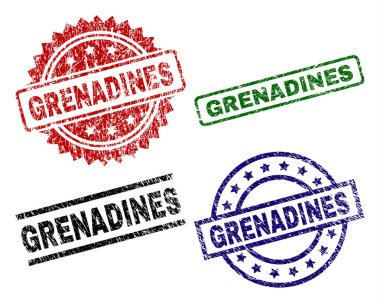 Grunge Grenadinler mühür pullar dokulu