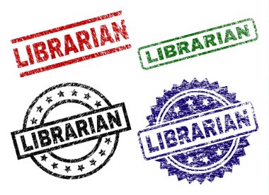 Dokulu kütüphaneci damga mühürler çizik