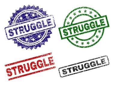 Mücadele mühür ile aşınmış yüzey yazdırır. Siyah, yeşil, kırmızı, mavi vektör kauçuk çizilmiş doku ile mücadele etiketi yazdırır. Lastik conta ile yuvarlak, dikdörtgen, madalyon şekilleri.