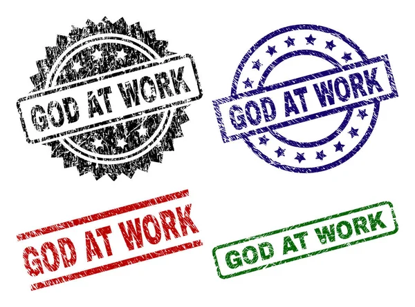 Streszczenie teksturowanej Boga o pracy uszczelnienia znaczki — Wektor stockowy