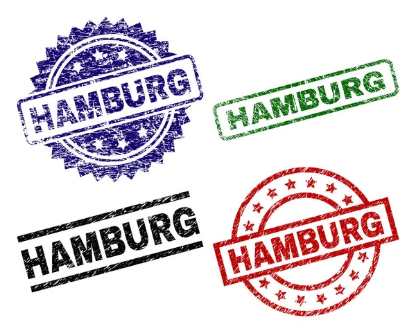 Beschädigte texturierte Hamburger Siegelmarken — Stockvektor