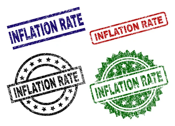 Porysowana znaczki pieczęć teksturowanej stopa inflacji — Wektor stockowy