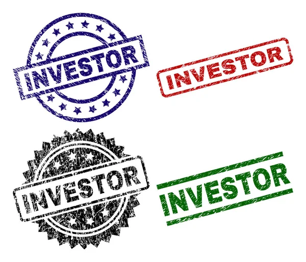 Selos texturizados arranhados do selo do INVESTIR — Vetor de Stock